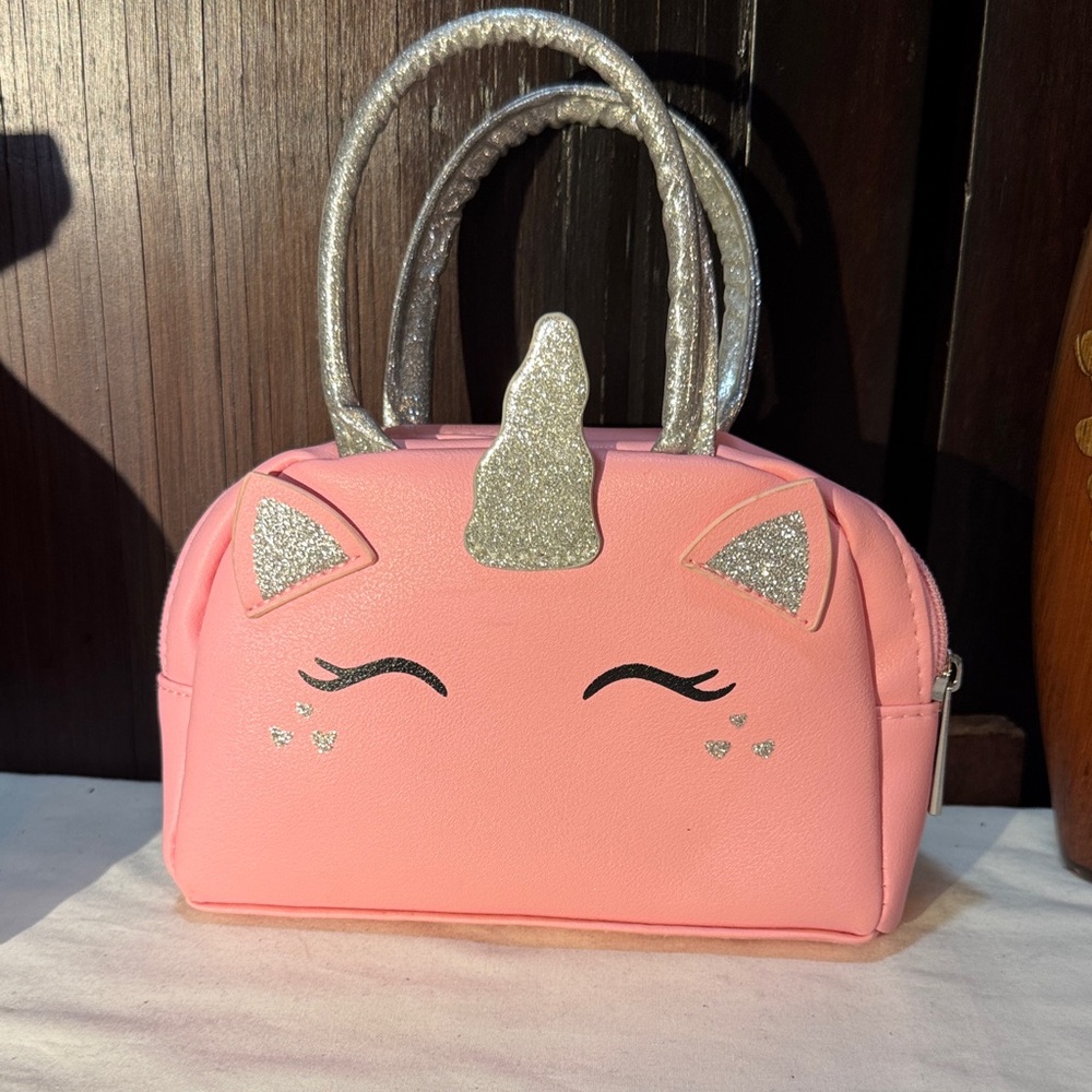 Pink Unicorn Handbag with Silver Accents